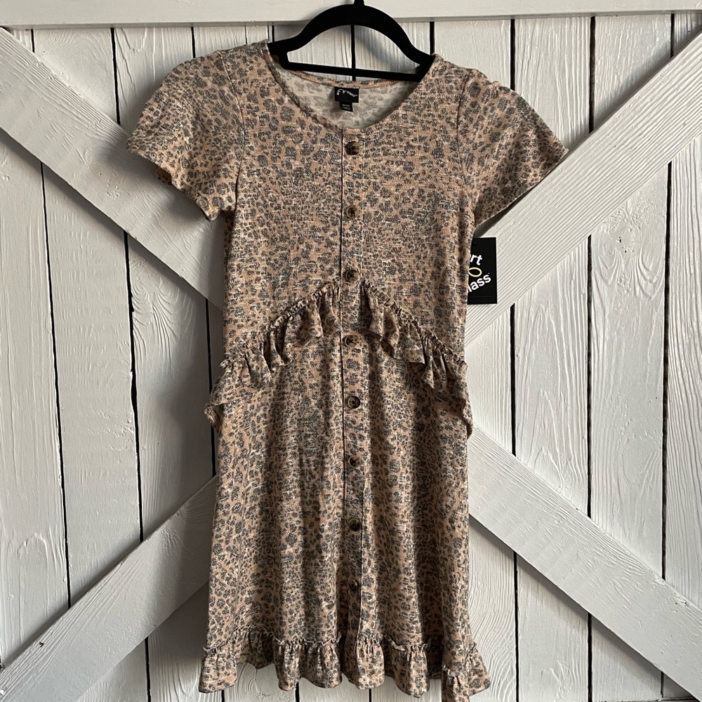 NWT Art Class Girl’s Size Medium 7/8 Tan Leopard Print Dress